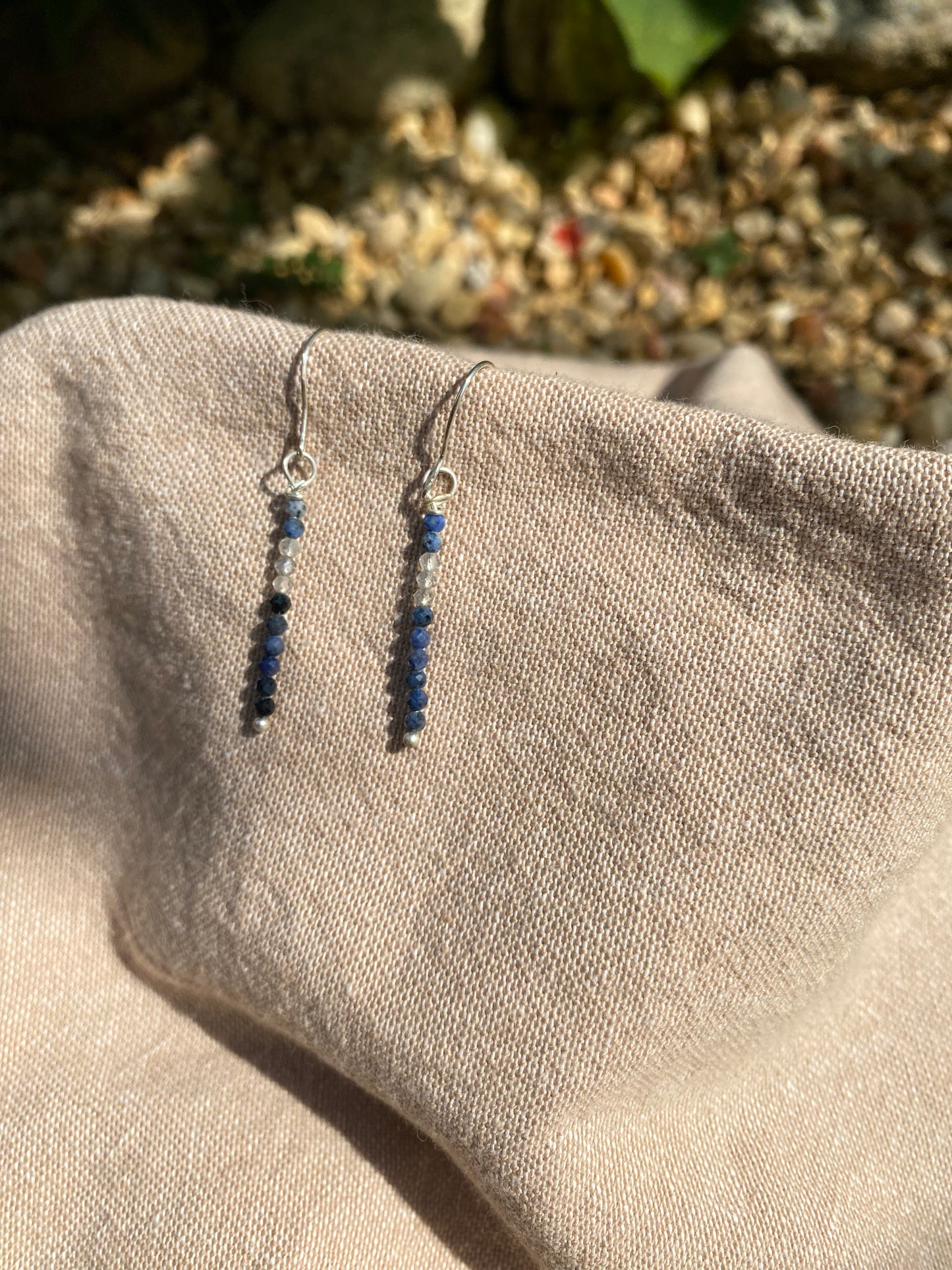 Sterling Silver Sapphire & Labradorite Drop Earrings