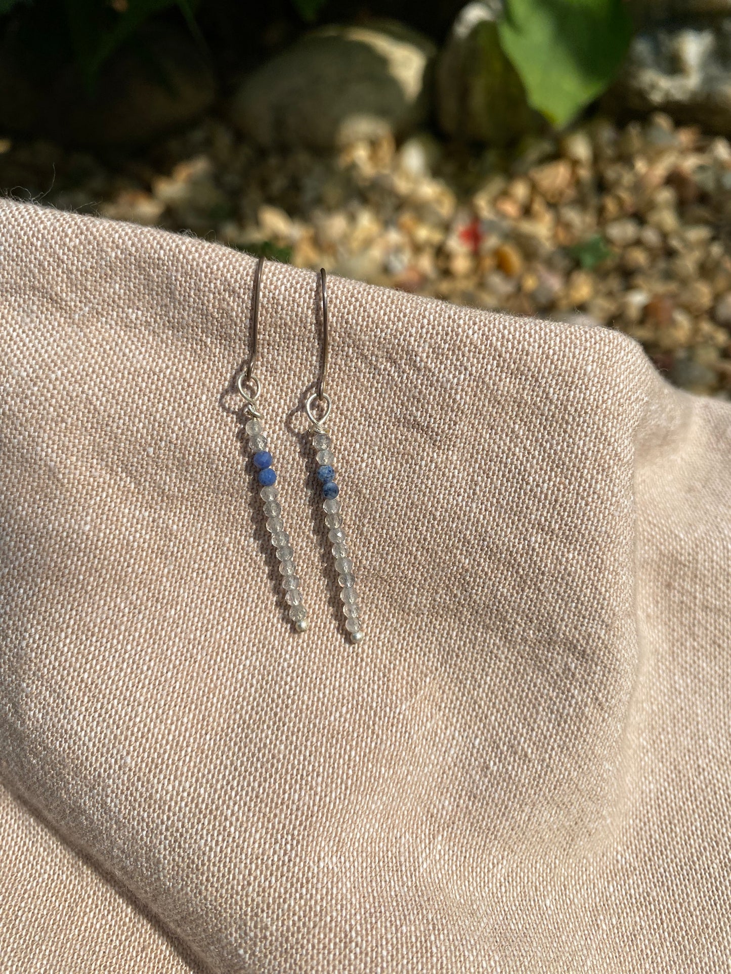 Sterling Silver Sapphire & Labradorite Drop Earrings