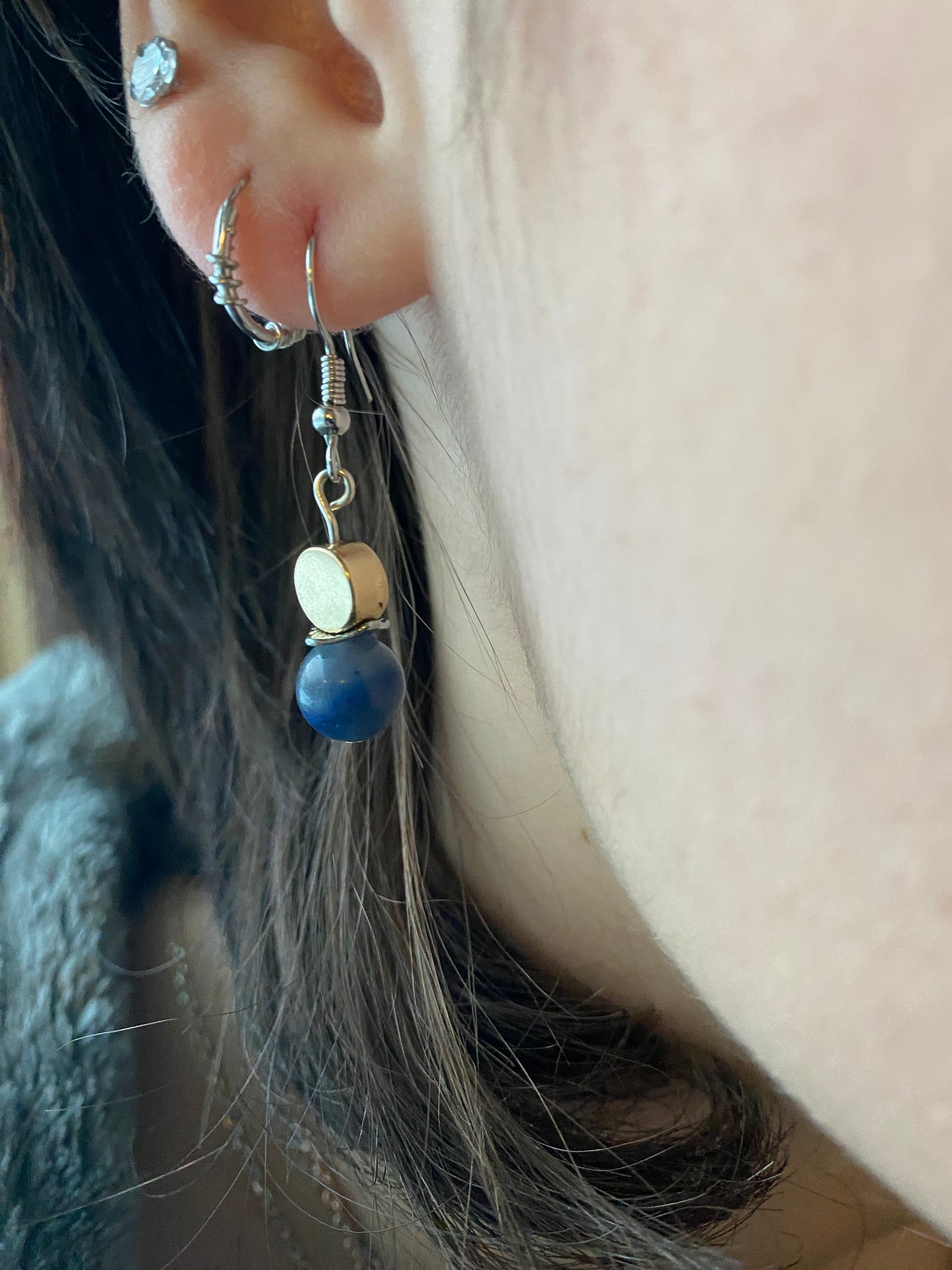 Blue Aventurine w/ mixed metal accent Earrings