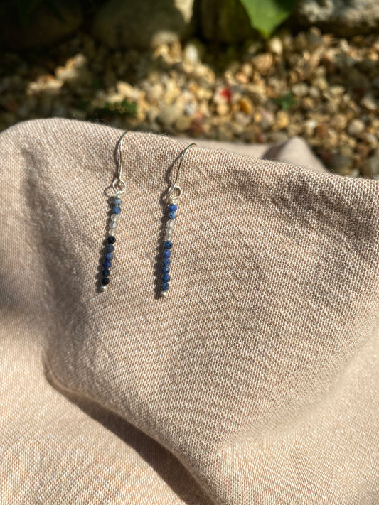 Sterling Silver Sapphire & Labradorite Drop Earrings