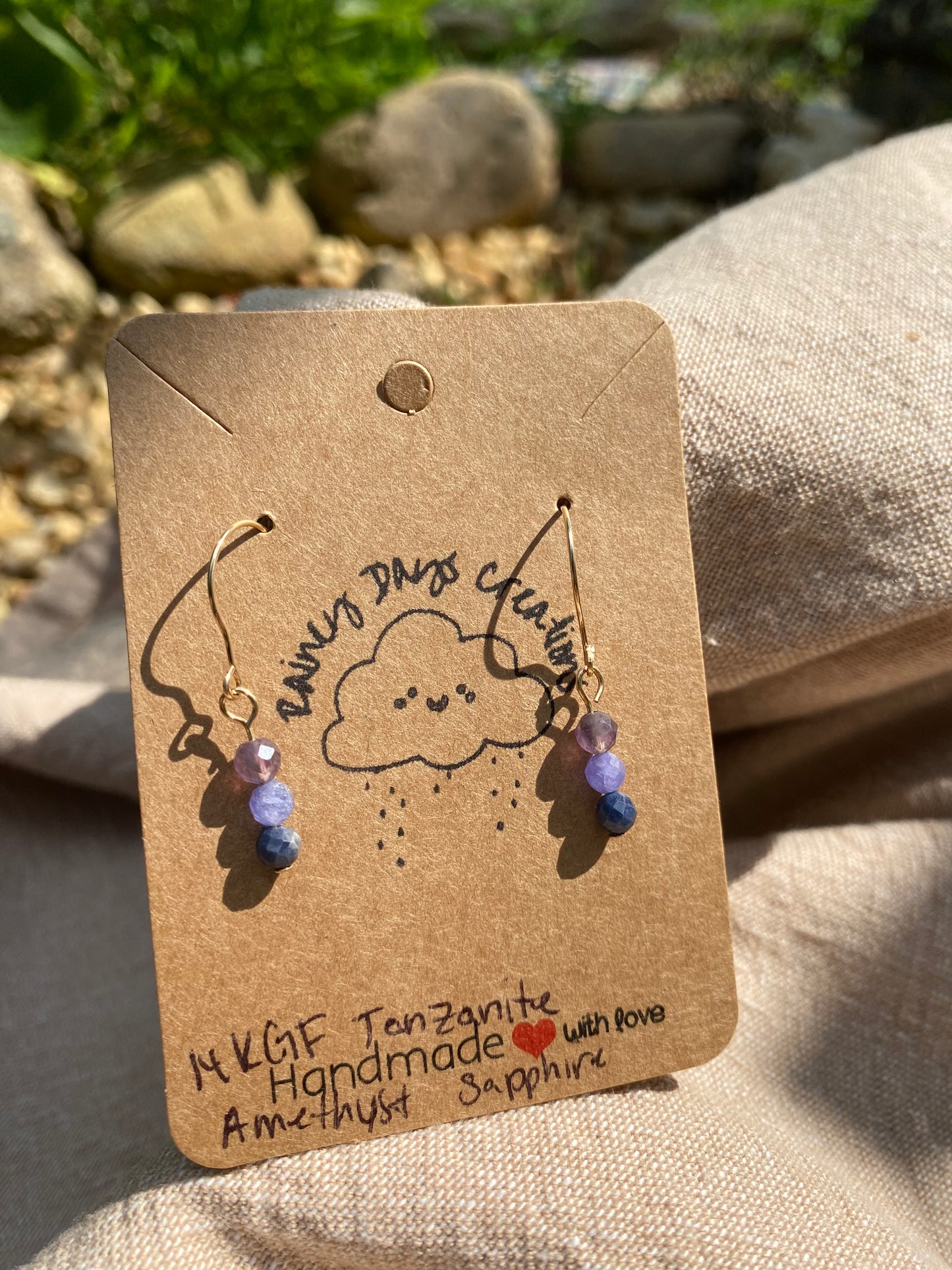 Dainty Triple Stone Drop Earrings