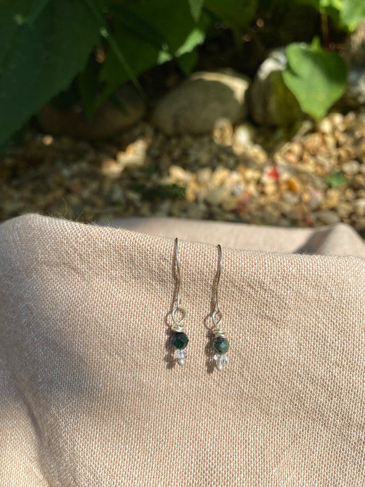 Precious Birthstone & Herkimer Diamond Dainty Drops